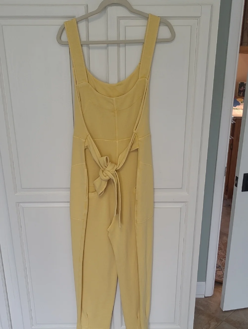 Free People Intimately Tie Back Sleeveless Yellow Jumpsuit 100% Cotton - Picture 2 of 11